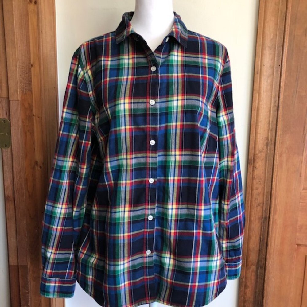J. McLAUGHLIN Cotton Plaid Long Sleeve Button Shirt 10